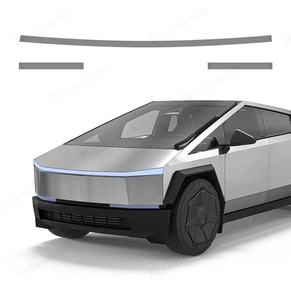 Front Light Bar & Taillight Diy Black Vinyl Wrap Kit For Tesla Cybertruck 2
