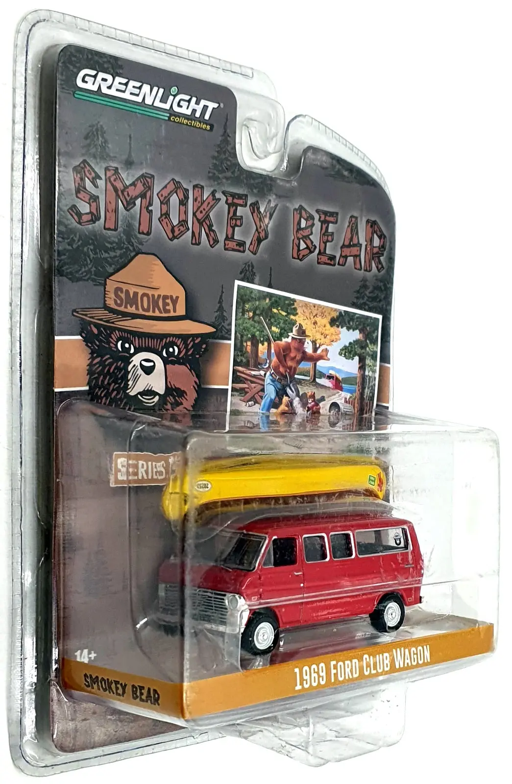 Greenlight 1/64 Scale 38020-D - 1969 Ford Club Wagon - Smokey Bear 1