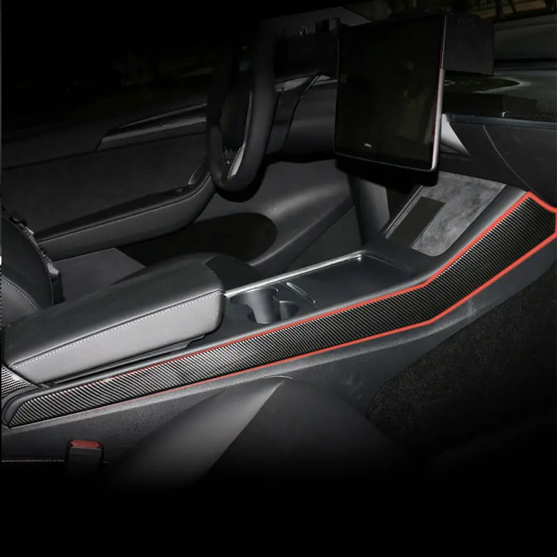 Model 3/Y Center Console Side Panel Caps, Decoration Wrap Cover (2 Pcs) (Carbon Fiber Pattern Abs) (Gen. 2) (2021-2023) 1