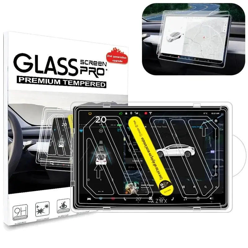 Dashboard Screen & Second Row Seat Screen Protector Tempered Film Fully Covers For Tesla 2024+ Model 3 Highland 1