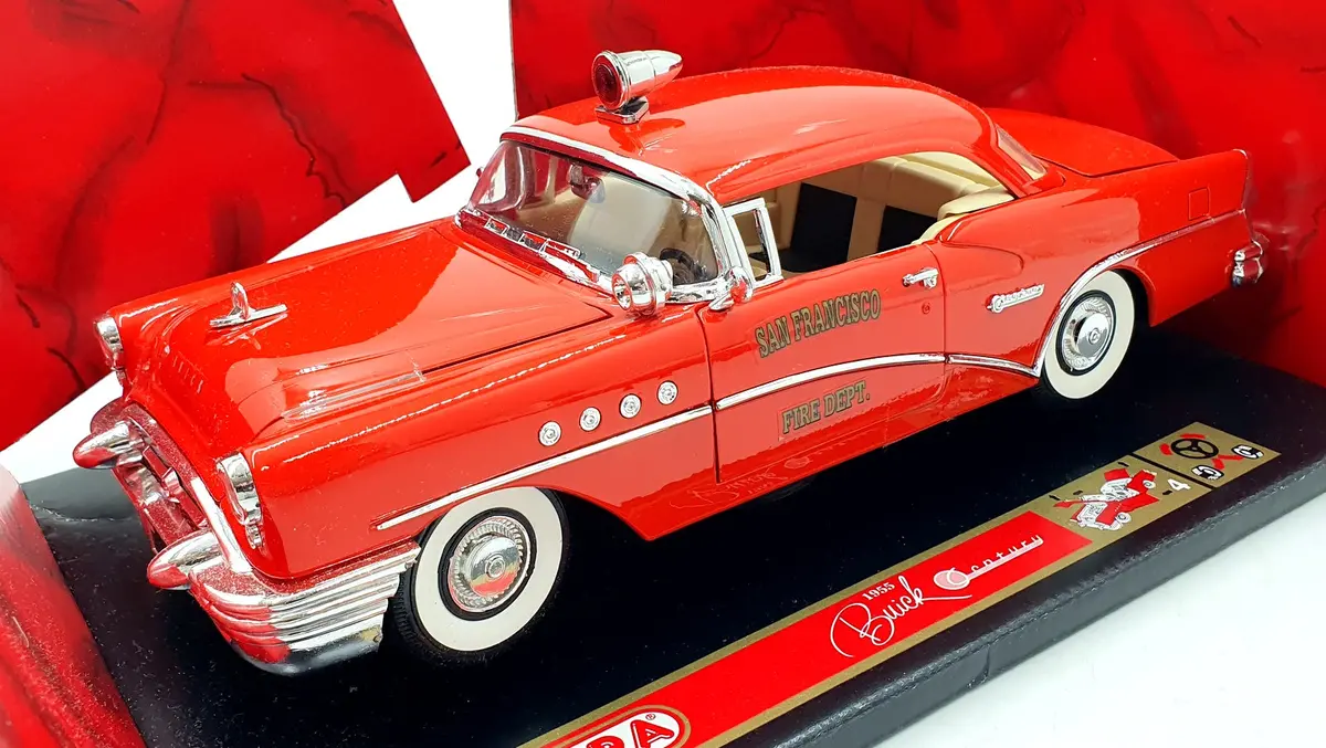 Mira 1/18 Scale Diecast 6119 - 1955 Buick Century S.Fransico Fire Dept - Red 1