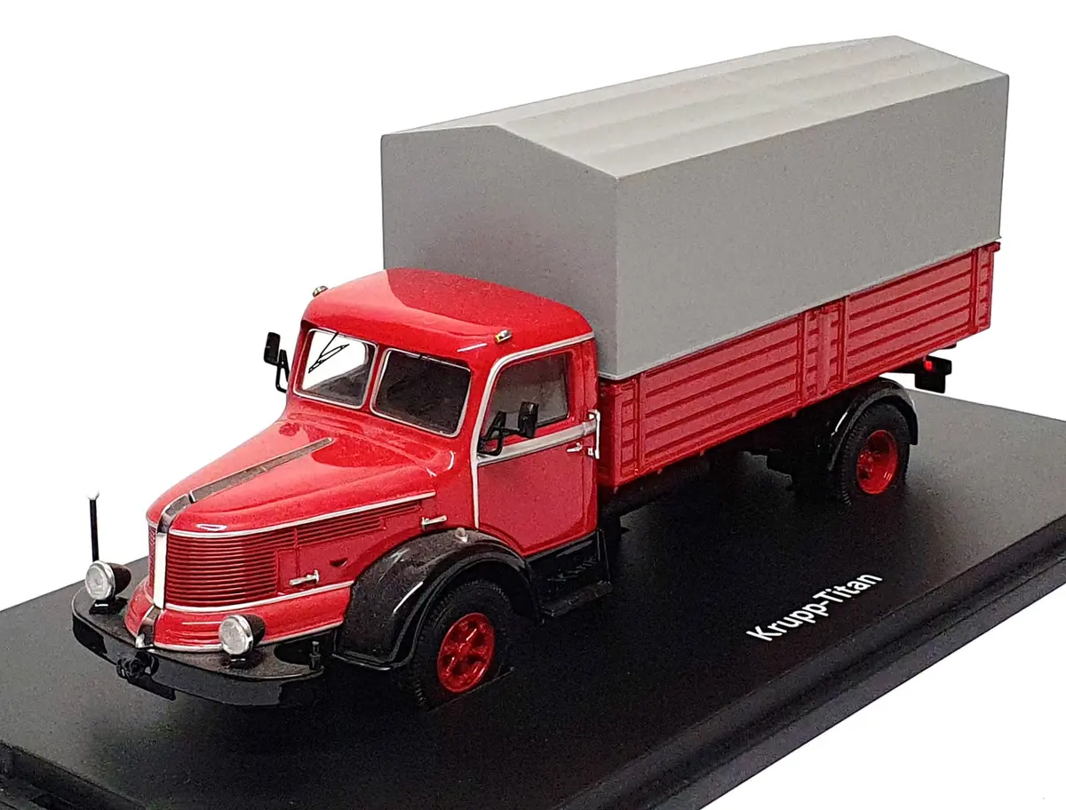 Schuco 1/43 Scale Diecast 03031 - Krupp Titan Canvas Truck - Red/Grey 1