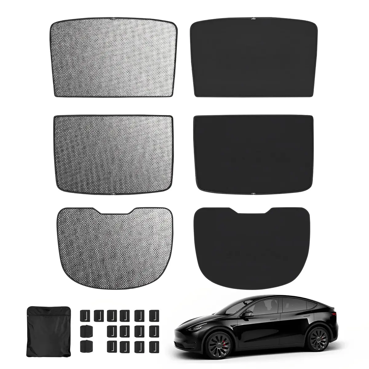 Upgrade Built-In Reflective Sunroof And Rear Windshield Sunshade For Model Y / Model 3 - Lightweight Reflective Silver Coated Sun Visor 1