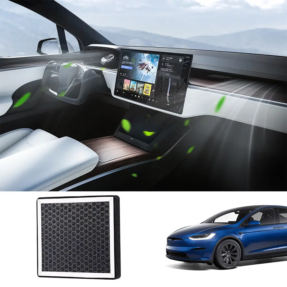 Cabin Air Filter & Hepa Filter With Activated Carbon For Tesla Model X 4
