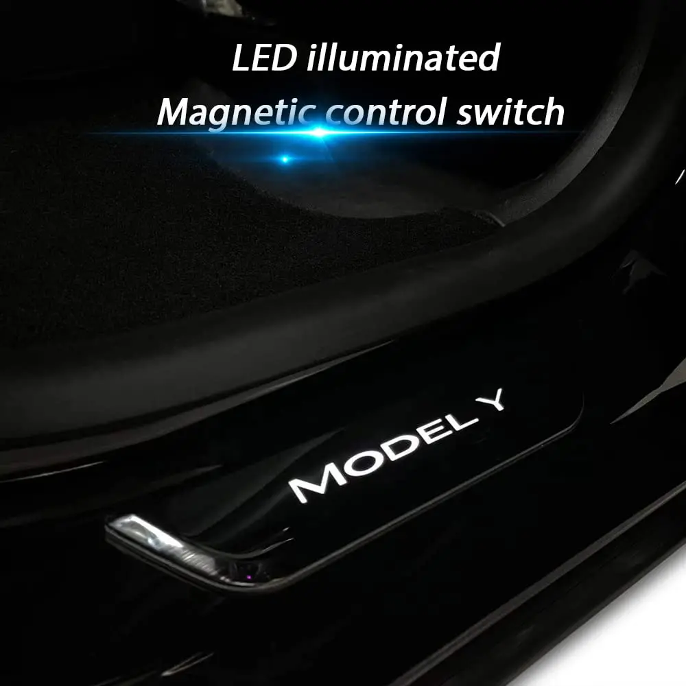 Illuminated Door Sill Protector For Tesla 1