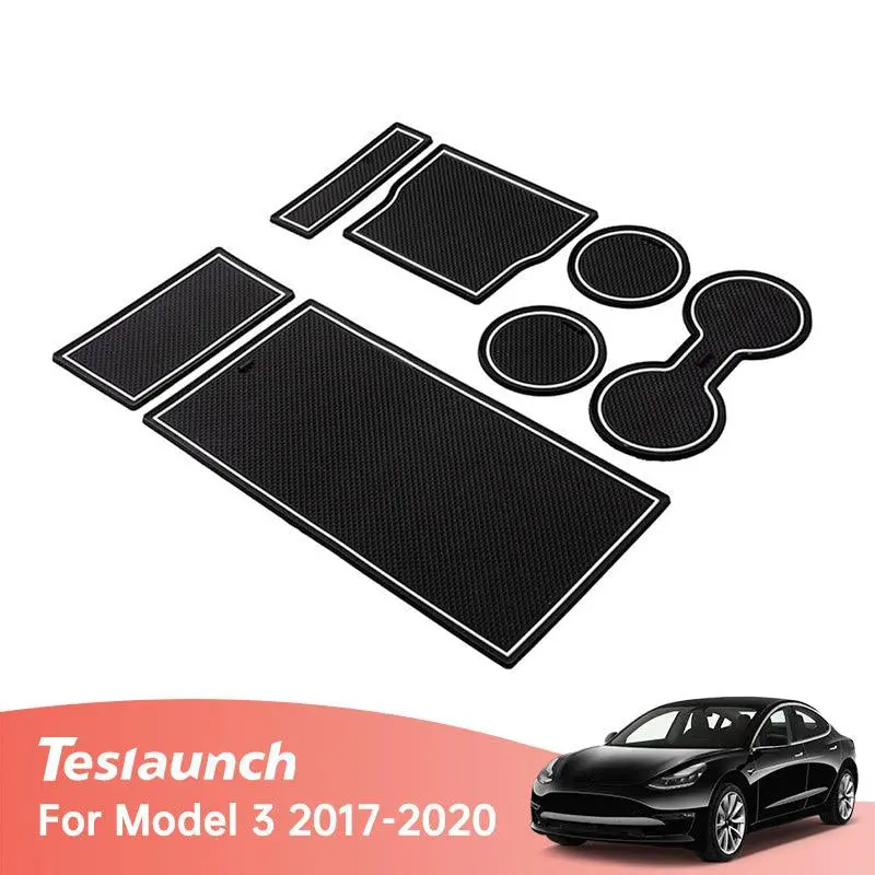 Model 3 Center Console & Cupholder Liner Kit Non-Slip Mat For Tesla(2017-2020) 1