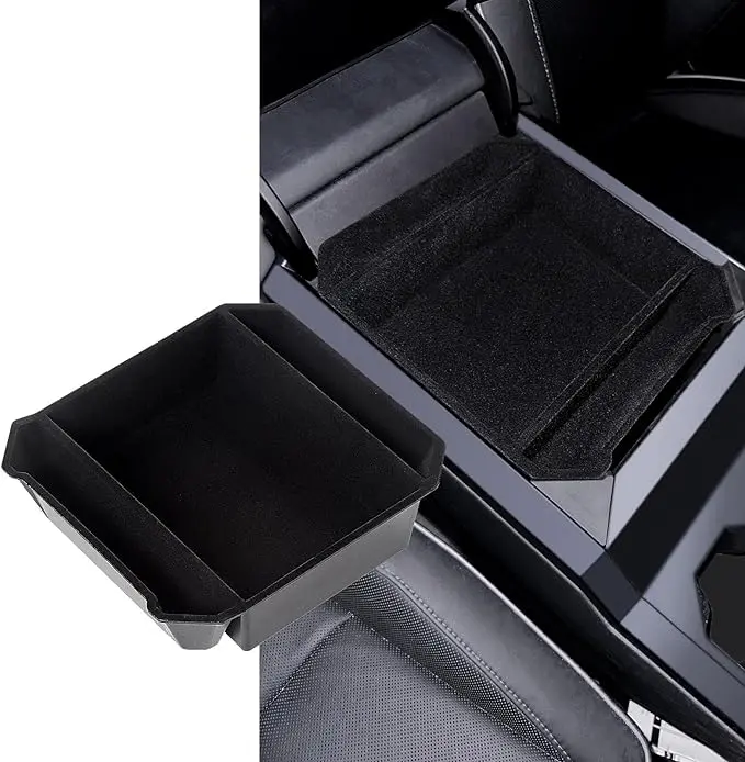 Abs Flocked Liner Center Console Organizer Armrest Storage Box For Tesla Cybertruck 2024+ 1