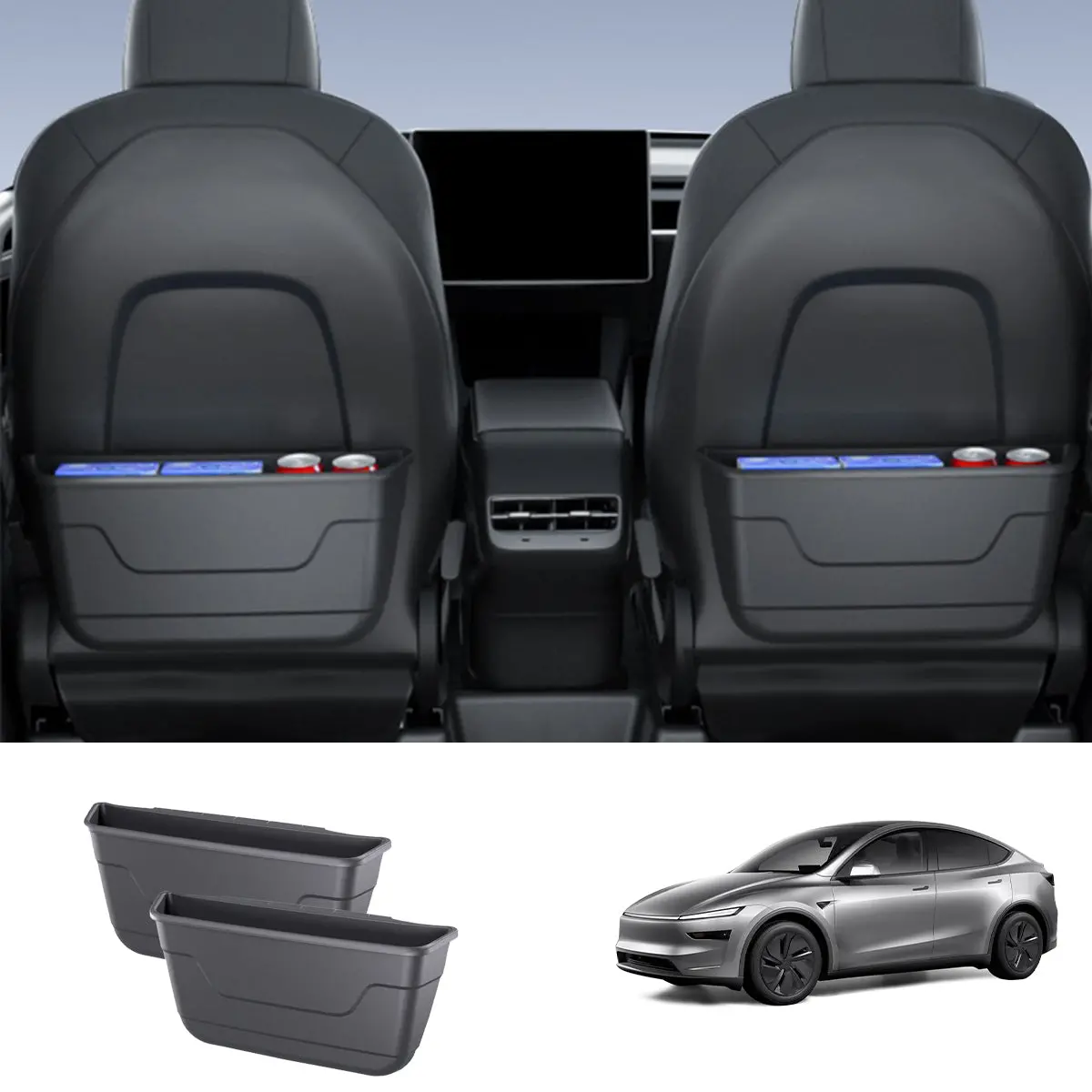 Rear Seat Tpe Storage Box For Tesla Model Y Juniper 2025+/ Model 3 Highland 2024+ 2