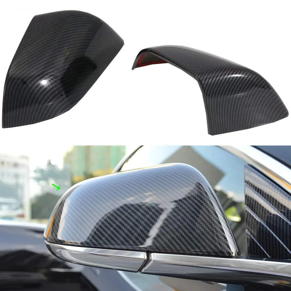 Abs Black Carbon Fiber Mirrors Cap For Model 3 (Carbon Fiber Pattern Abs) (1 Pair) (2017+) 1