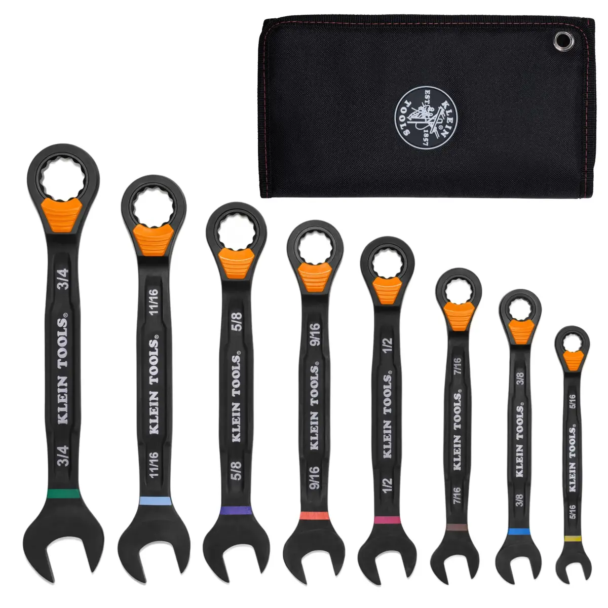 Klein 69508 Ratcheting Combination Slide-Lock Wrench Set Sae 8-Piece 1
