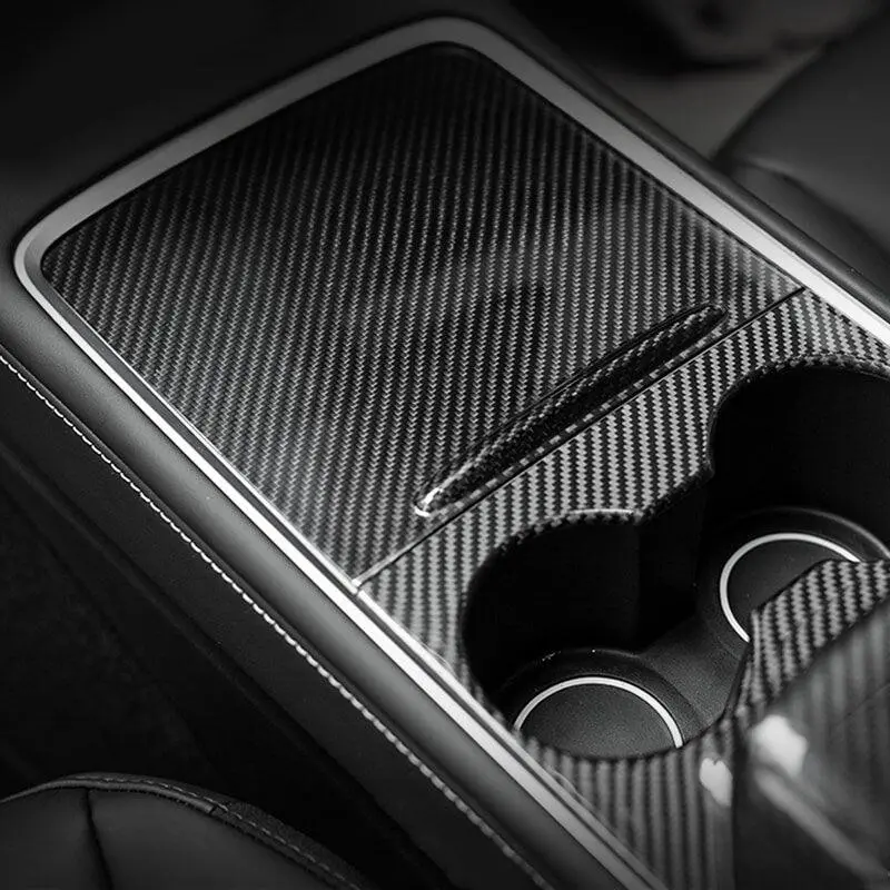 [Real Carbon Fiber] Model 3/Y Center Console Overlays (Gen. 2) (2021-2023) 1