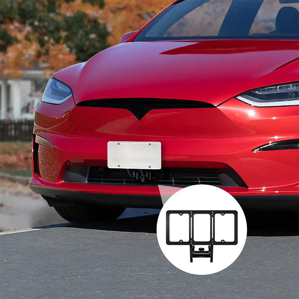 No-Drill Adjustable Front License Plate Mount For Tesla Model X (2021+) 1