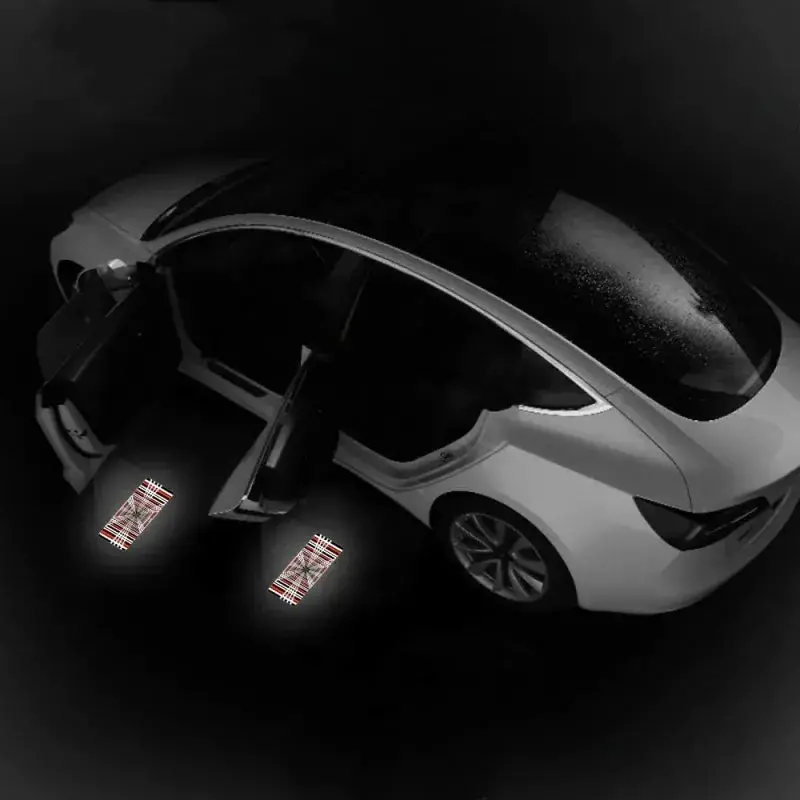 Plaid Projector Lights Model Ultra-Bright Puddle Lights Welcome Door Lamps For Tesla Model 3 Y S X (2 Pcs) 1