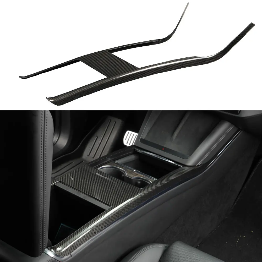 [Real Carbon Fiber] Center Console Side Trim Cover For Model S/X 2022+ 1