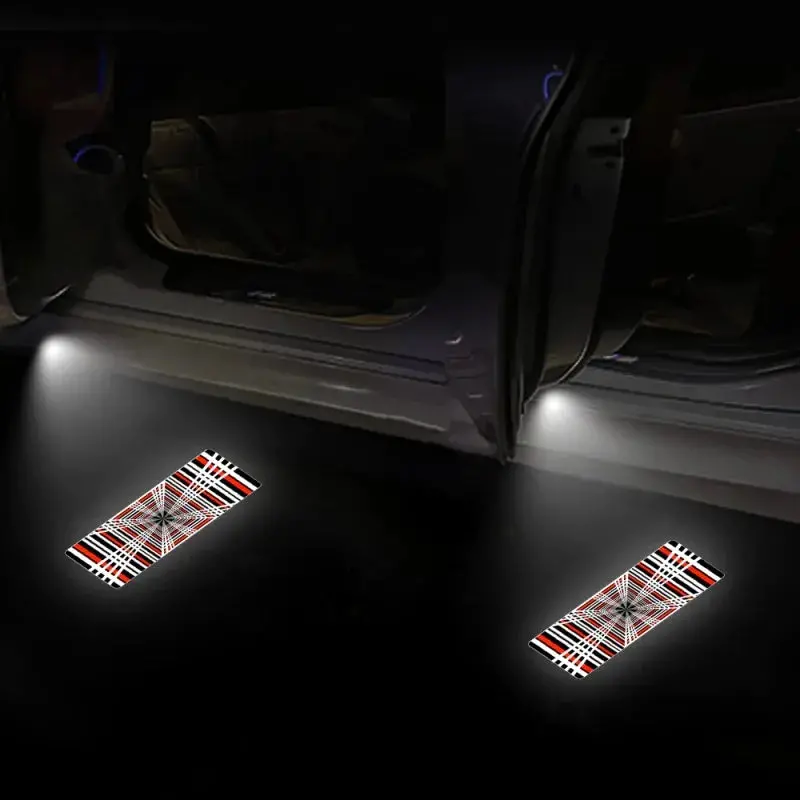 Plaid Projector Lights Model Ultra-Bright Puddle Lights Welcome Door Lamps For Tesla Model 3 Y S X (2 Pcs) 2