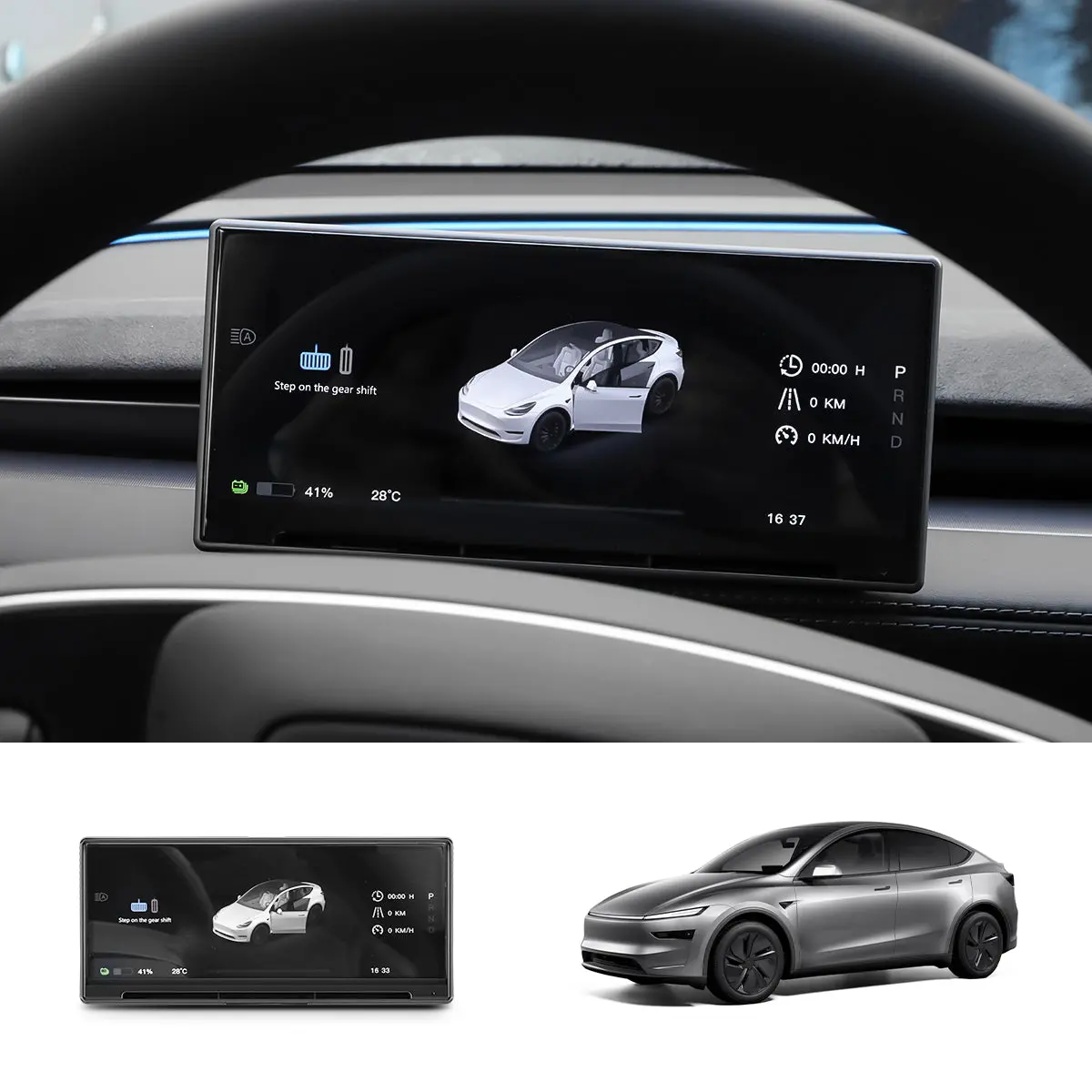 8.9'' Wireless Carplay & Android Auto Hud For Tesla Model 3 Highland / Model Y Juniper 1