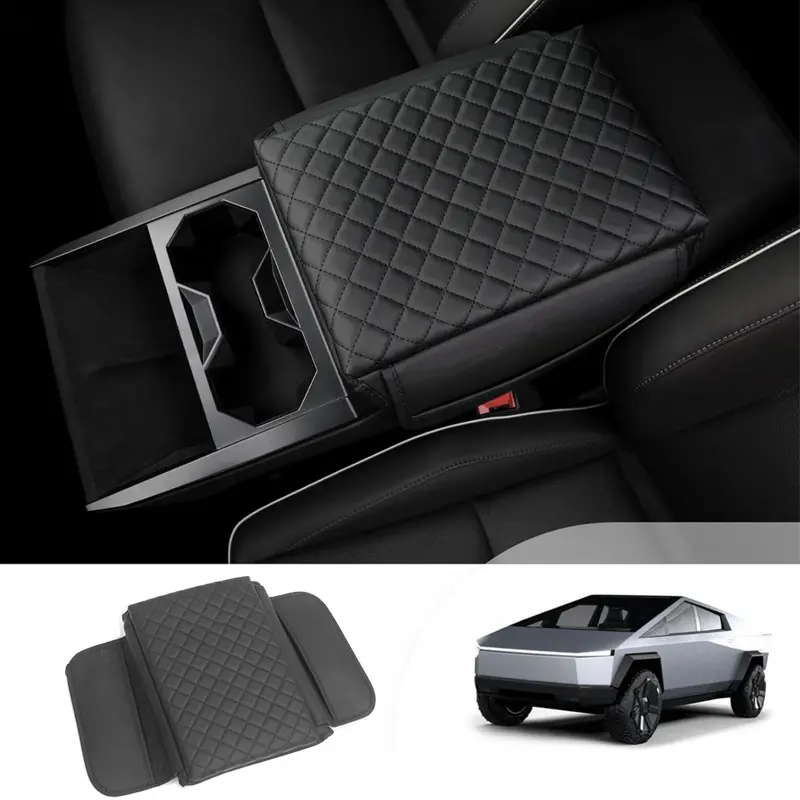 Leather Center Armrest Cover For Cybertruck 1