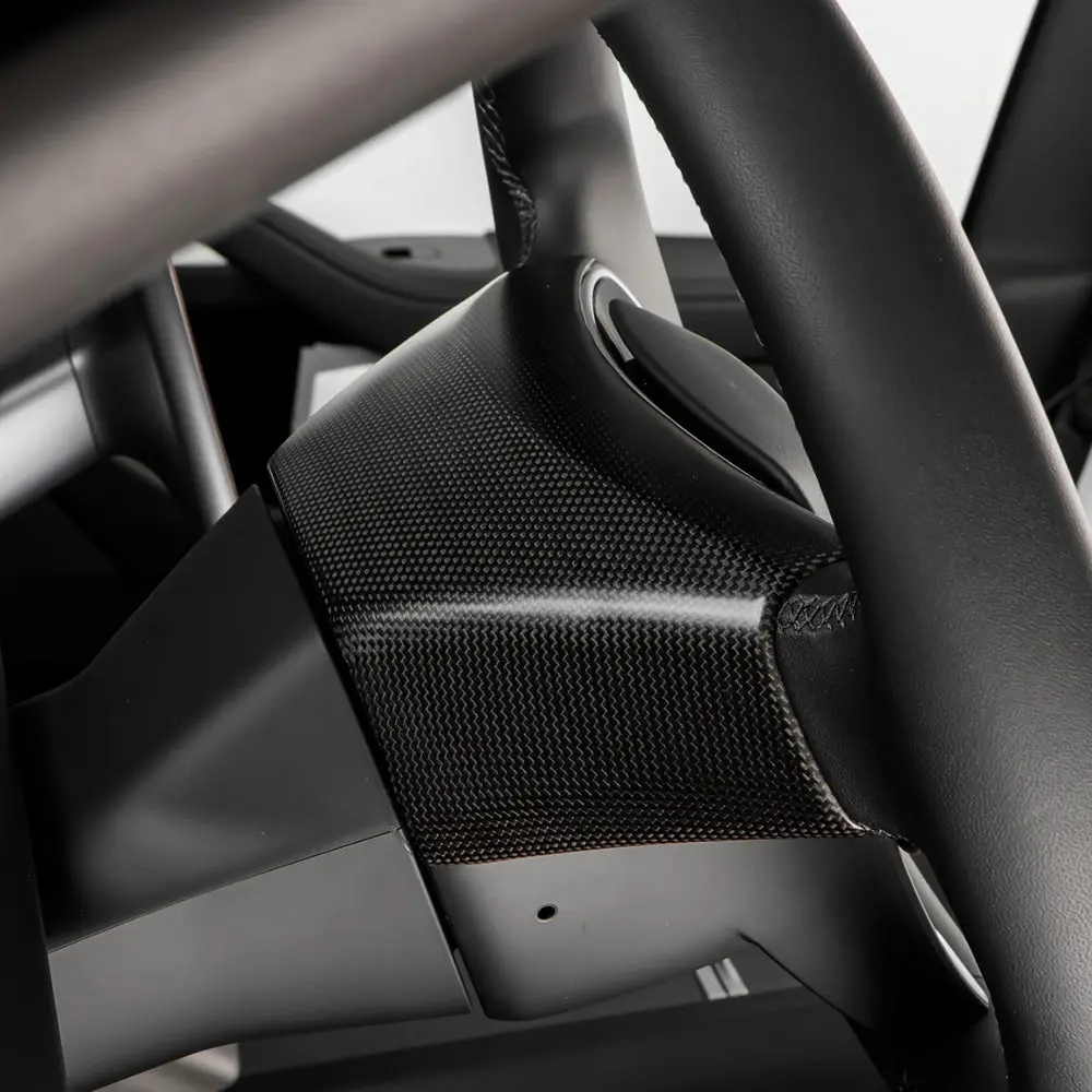 [Real Carbon Fiber] Steering Wheel Base Upper Trim Cover For Tesla Model 3 Highland 2024+ 2