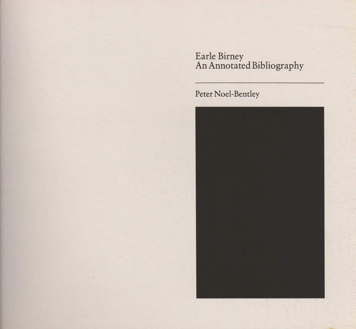 Annotated Bibliography Of Earle Birney 1