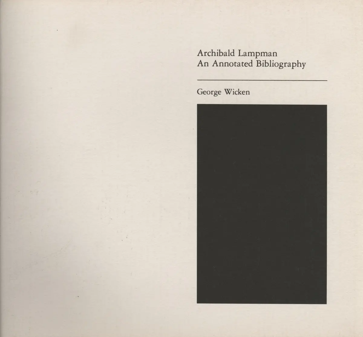 Annotated Bibliography Of Archibald Lampman 1