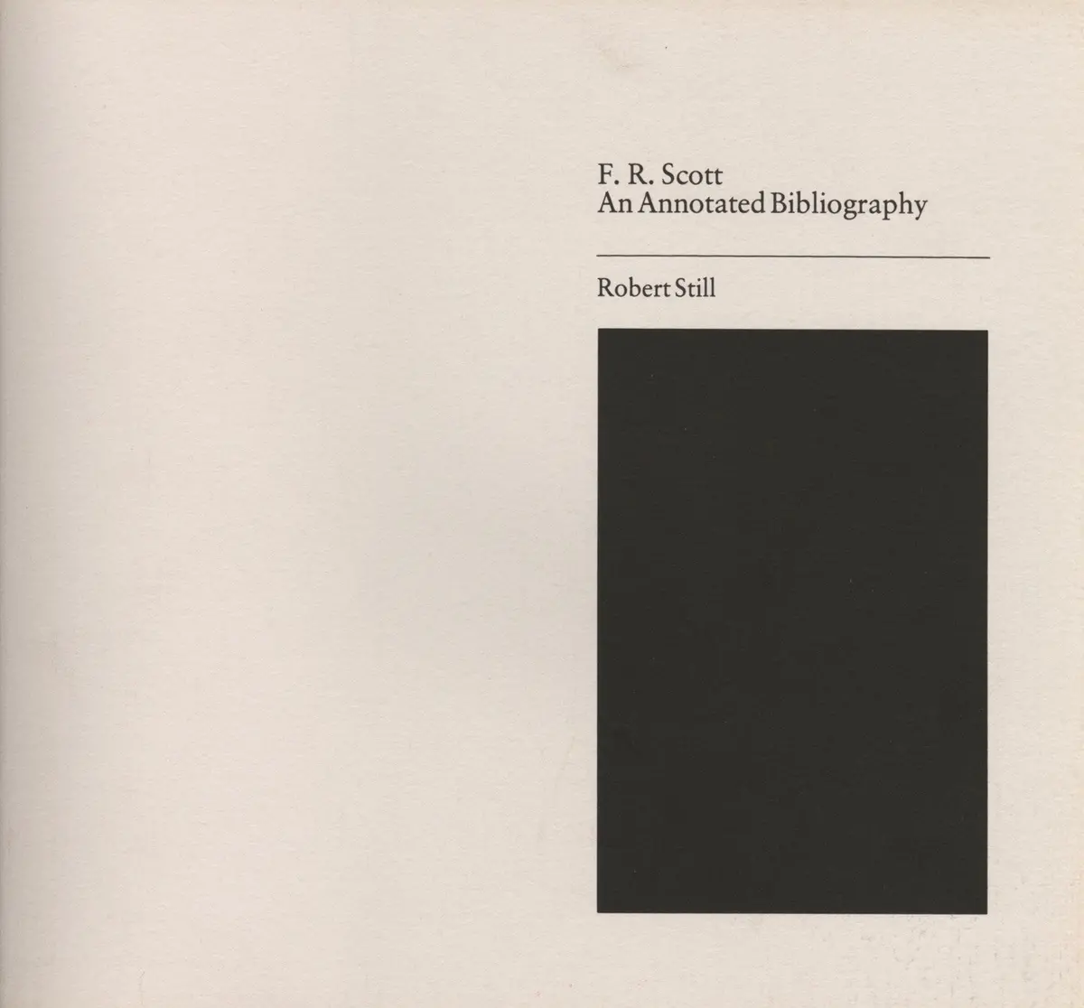 Annotated Bibliography Of F. R. Scott 1