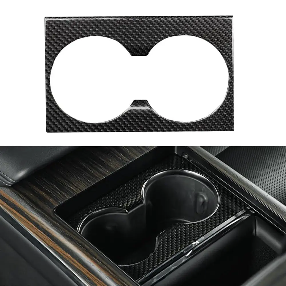 [Real Carbon Fiber] Console Cup Holder Cover For Tesla Model S/X 2022+ 1