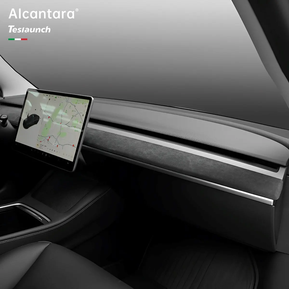 Alcantara Dashboard Cover For Tesla Model 3/Y (2017-2023) 1
