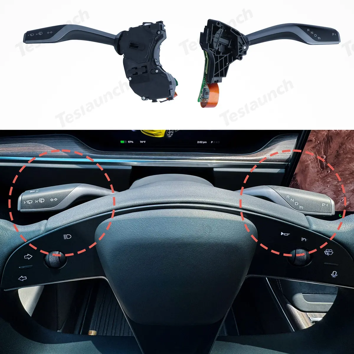 Model X/S Oem Style Gear Shift Stalk Switch Turn Signal Lever Kit For Tesla 1