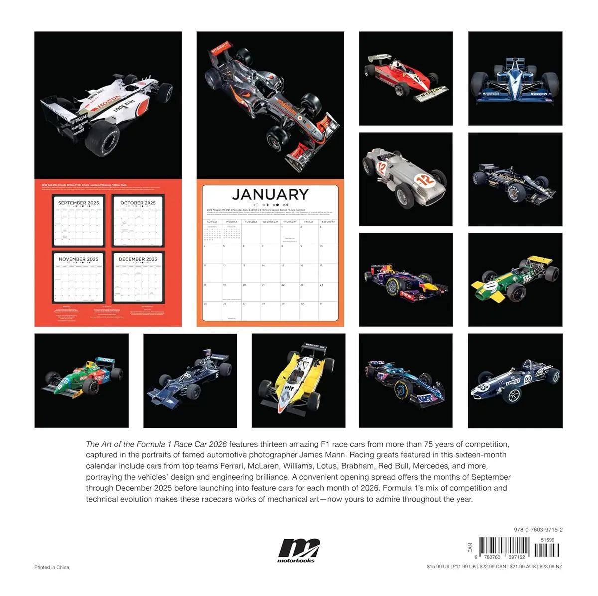 2026 Art Of The Formula 1 Racecar Wall Calendar 2