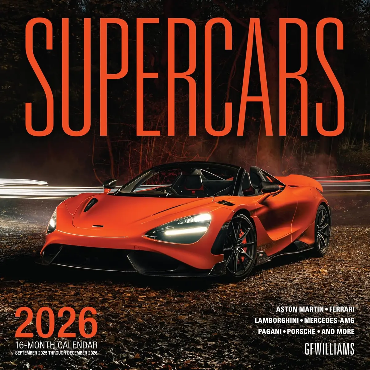 2026 Super Cars Wall Calendar 1