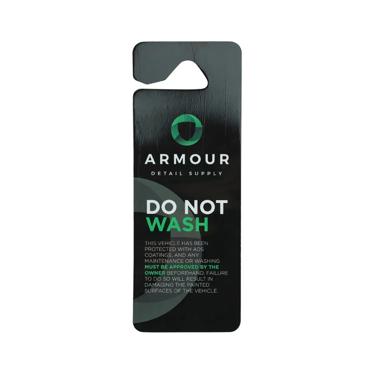 Armour “Do Not Wash” Hang-Tag 1