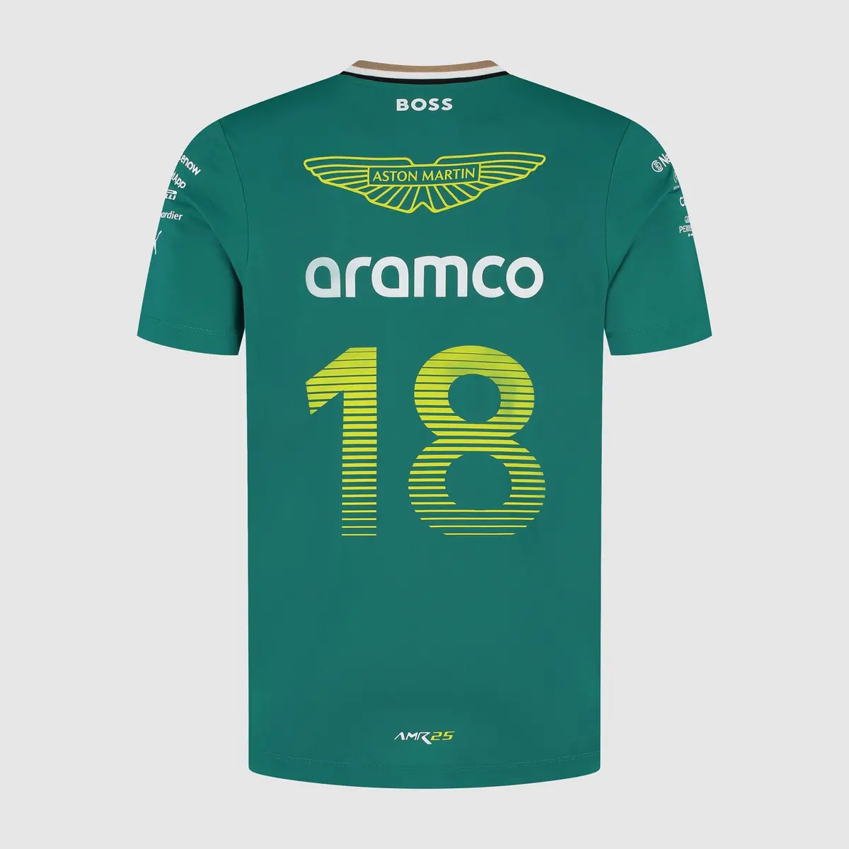 Aston Martin F1 Replica Stroll #18 Tee Shirt 2025 Green 1