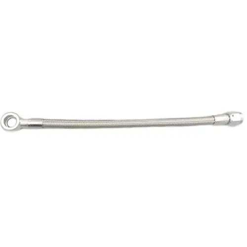 Steel Braided Hose (14Mm Banjo & Straight Ends), -6 An, For Coolant Or Oil Use, 18 Inches Long Line 1