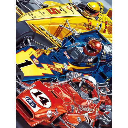 Indy 4 Time Winners: Mears, Unser, Sr, Foyt Lithograph 1