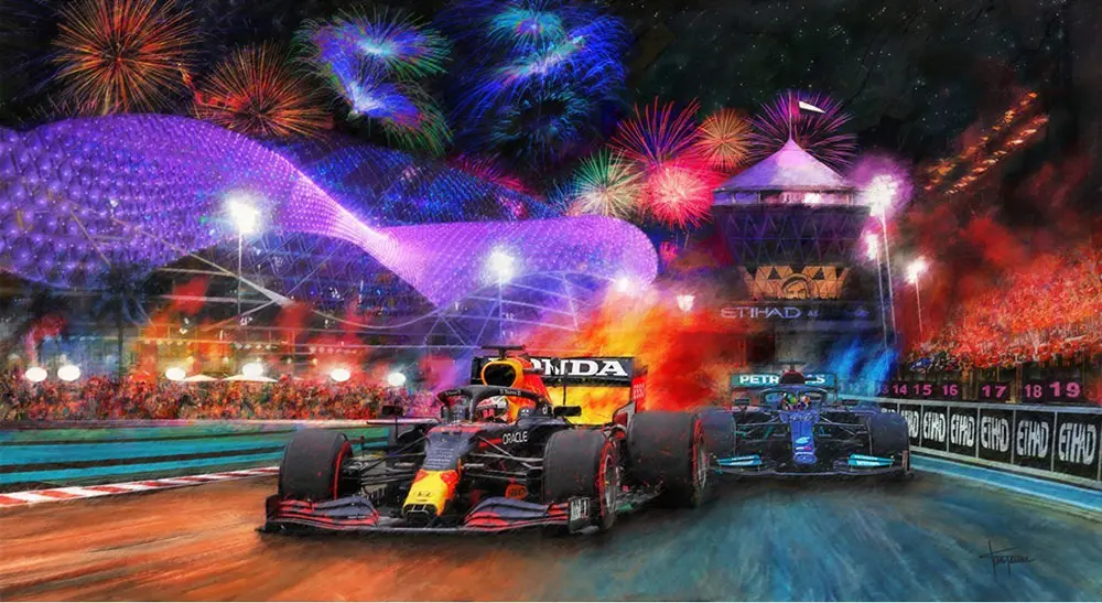 Shootout In Abu Dhabi - Hamilton Vs Verstappen Canvas Print 1