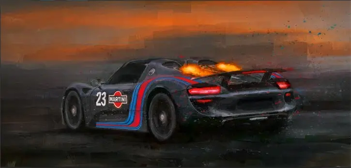 Porsche 918 Afterburns On Canvas Print 1