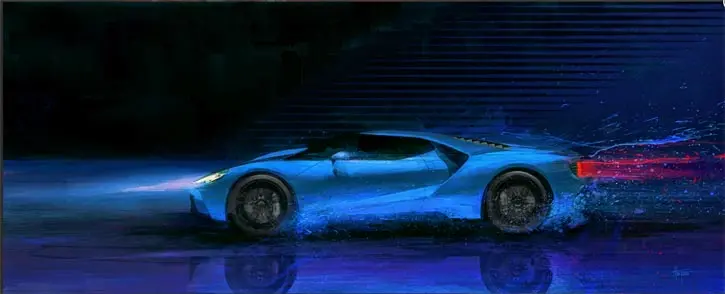 2016 Ford Gt Blue Byeuw Canvas Print 1