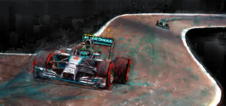 Mercedes Amg Petronas Rosberg-Hamilton 2014 Canvas Print 1