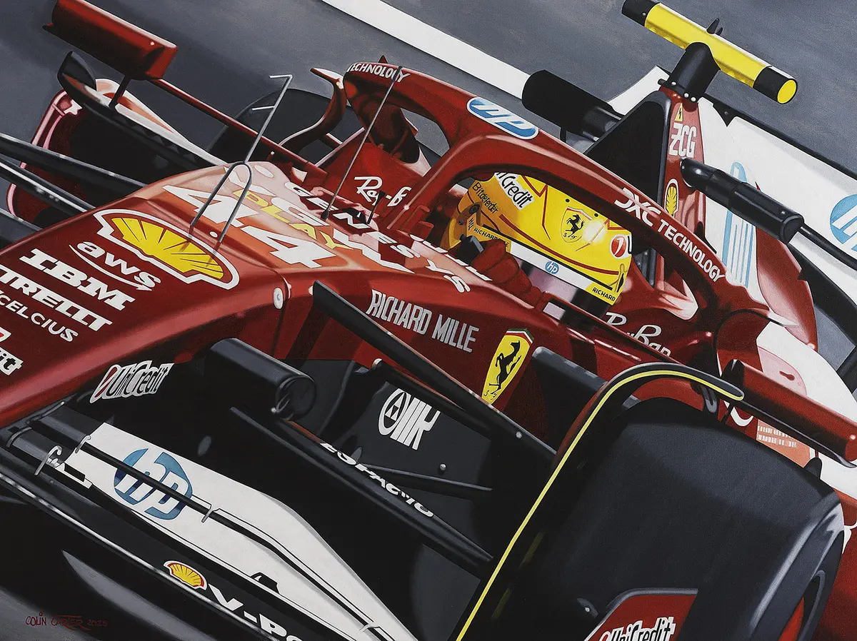Lewis Hamilton Ferrari Sf25 Red Alert 2025 Giclee 1