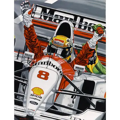 Ayrton Senna Last Victory Lithograph 1