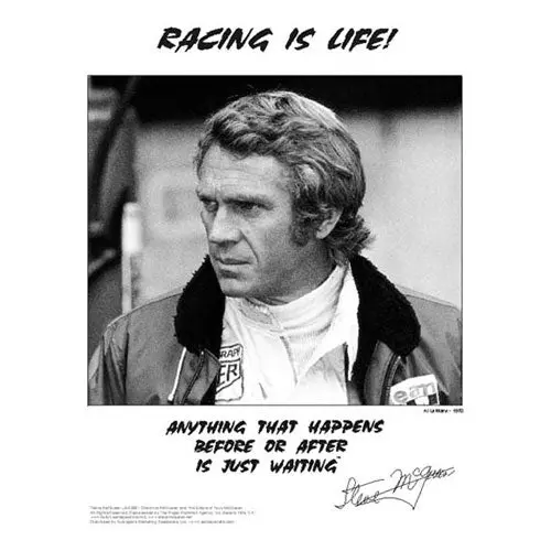 Steve Mcqueen Racing Is Life Portrait Poster 1