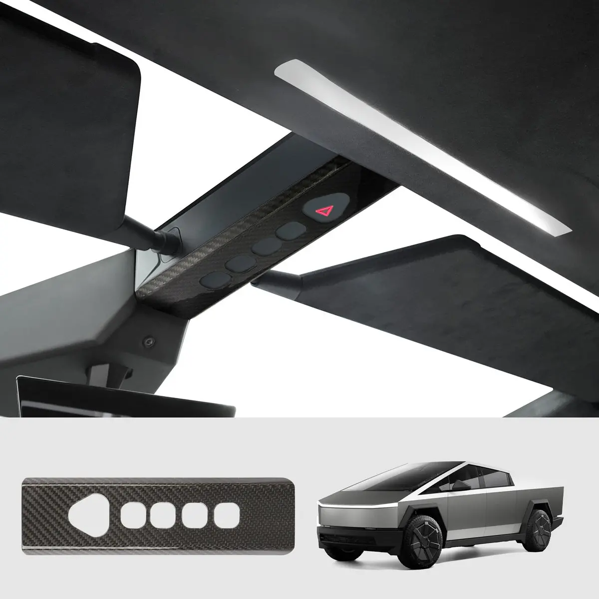 [Real Carbon Fiber] Reading Light Trim Cover For Tesla Cybertruck 1