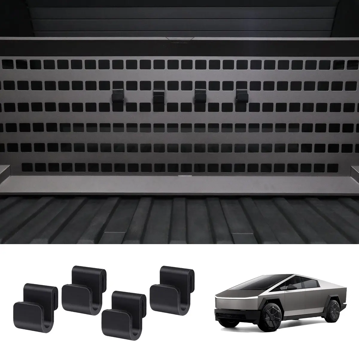 Hooks For Molle Panels & Vault Cargo Divider For Cybertruck 1