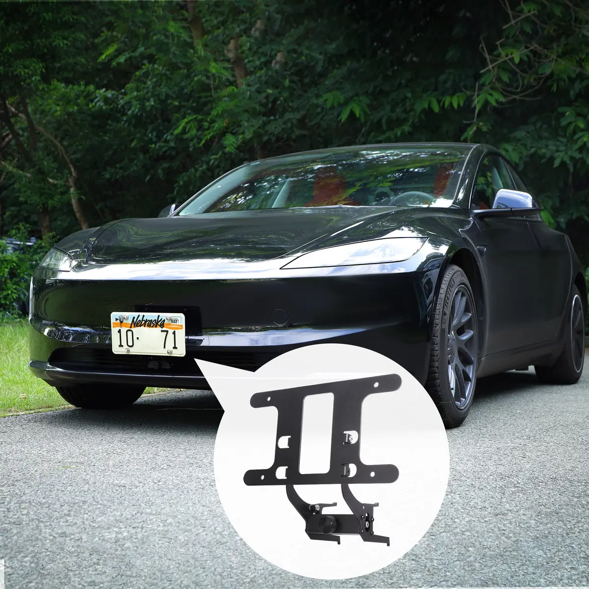 2024+ Tesla Model 3 Highland Front License Plate Holder – No Drill, Anti-Theft Bracket Mounting Kit 1