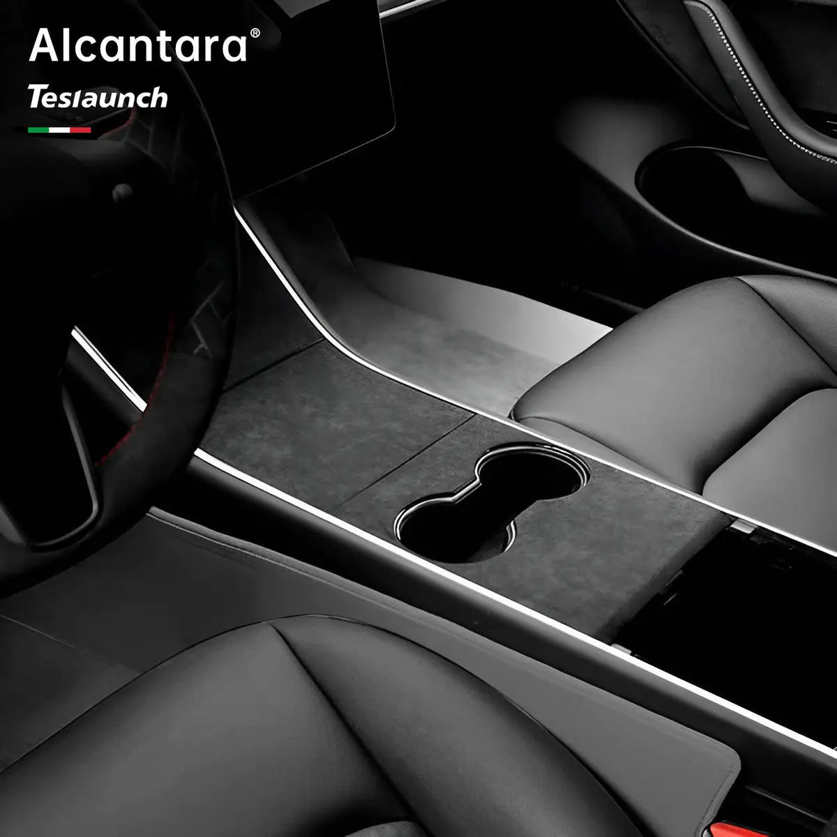 Alcantara Center Console Sticker Cover For Tesla Model 3/Y (2017-2023) 1