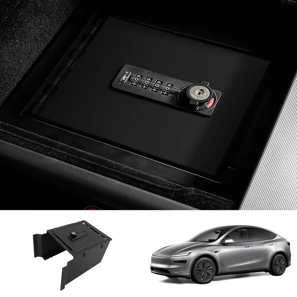 Anti-Theft Center Console Safe Lockbox For Tesla Model Y Juniper 2025+ / Model 3 Highland 2024+ 1