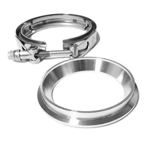 V-Band Flange And Clamp Set, 4" Stainless, V2 Set Lipped And Tapered, Gt42/Gtx42, Gt45/Gtx45 T4 1