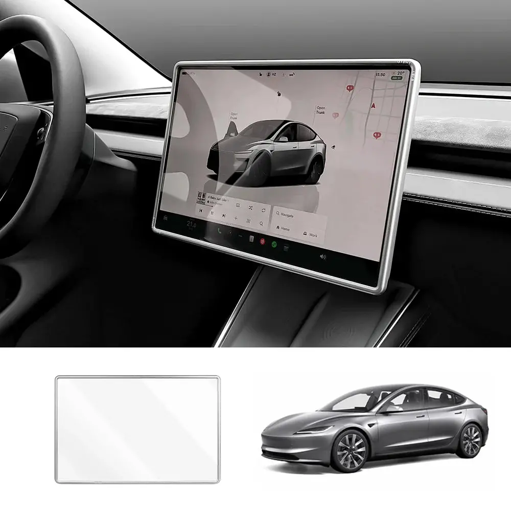 Integrated Tempered Glass Screen Protector With Frame For Tesla Model 3 Highland 2024+ 1