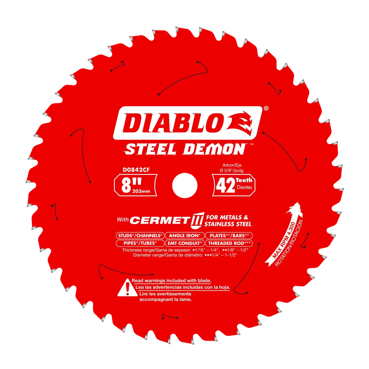 Diablo Steel Demon D0842cf 8" X 42T Cerment Ii Thick Metal Saw Blade 1