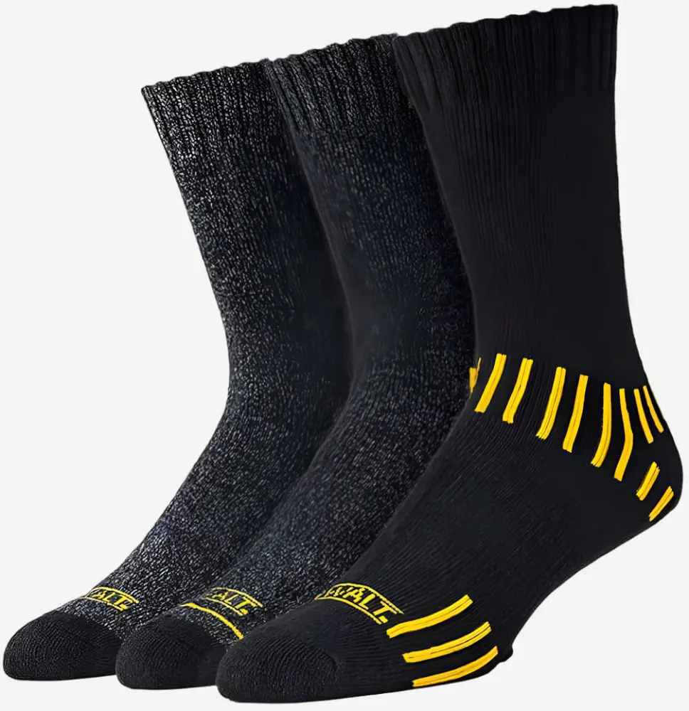 Dewalt Everyday Cotton Blend Work Socks, Black (3-Pairs) 1